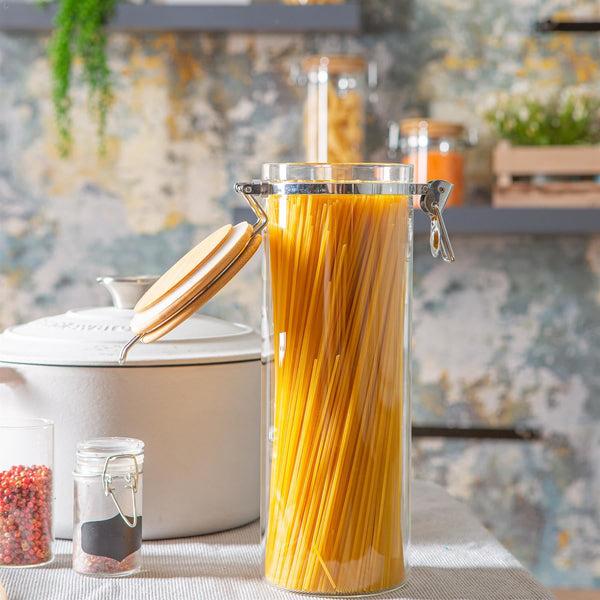 Nicola Spring 1.75L Glass Storage Jar With Wooden Clip Lid
