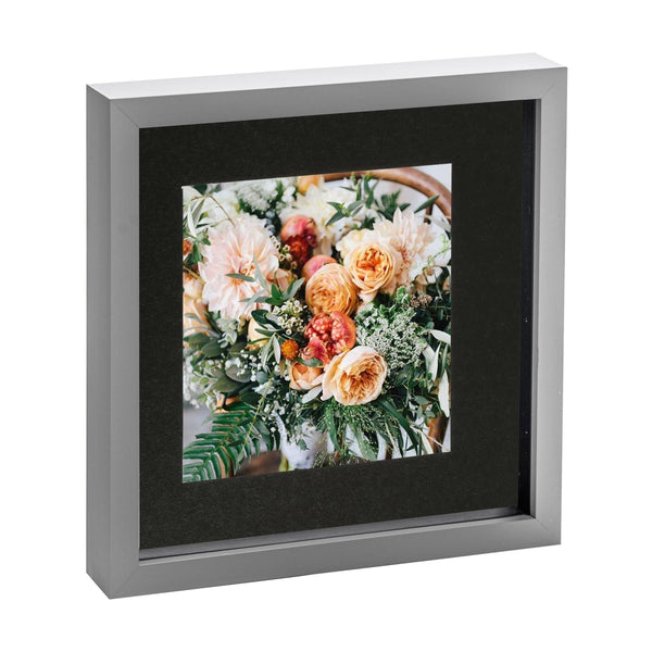 nicola spring 10" x 10" Grey 3D Box Photo Frame - with 6" x 6" Mount