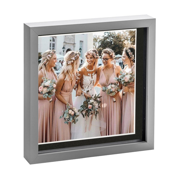 nicola spring 10" x 10" Grey 3D Box Photo Frame - with 8" x 8" Mount