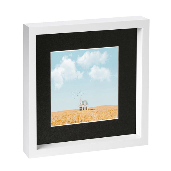 nicola spring 10" x 10" White 3D Box Photo Frame with 6" x 6" Mount