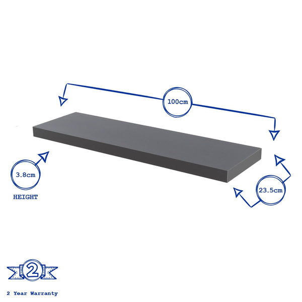 Nicola Spring 100cm Grey Modern Floating Shelves - Pack Of Two