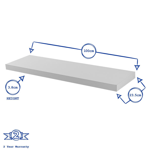 Nicola Spring 100cm White Modern Floating Shelves - Pack Of Two