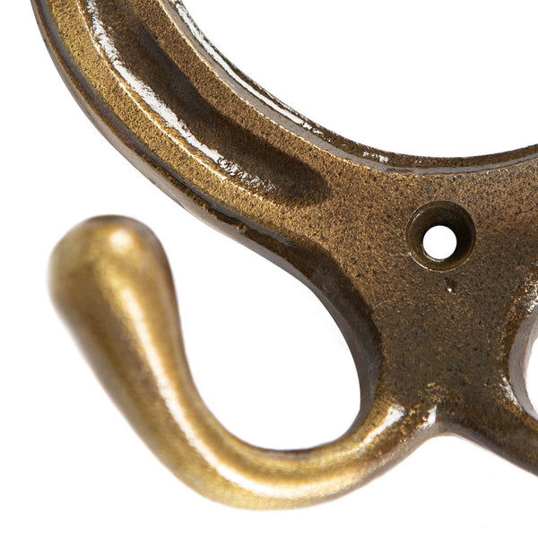 Nicola Spring 100mm X 110mm Brass Horse Shoe Double Coat Hook