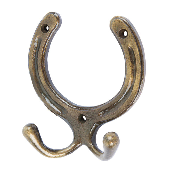 nicola spring 100mm x 110mm Brass Horse Shoe Double Coat Hook