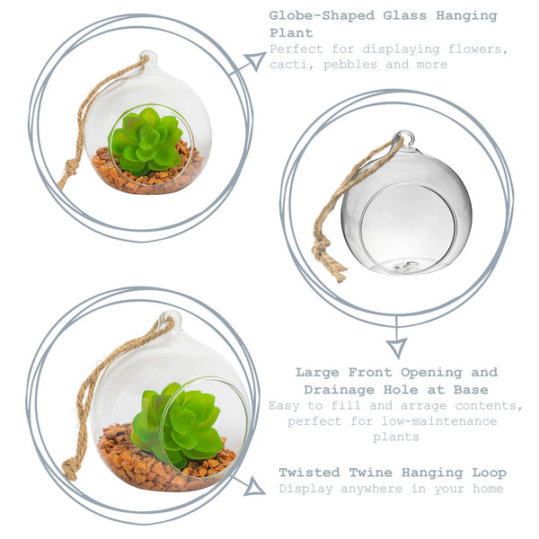 Nicola Spring 10cm Hanging Glass Succulent Terrarium