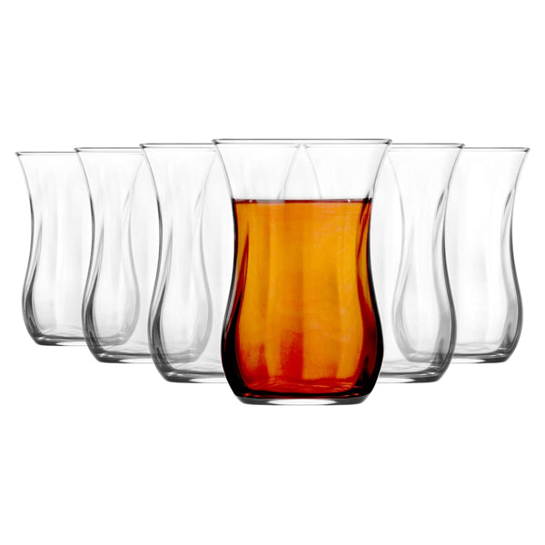 nicola spring 115ml Klasik Embossed Glass Turkish Tea Cups - Pack of Six