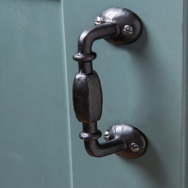 Nicola Spring 115mm Black Offset Wrought Iron Door Handle