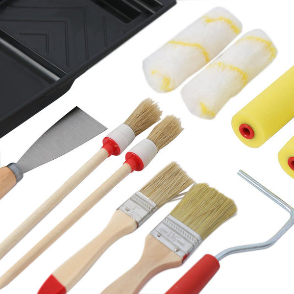 Nicola Spring 11pc Mini Paint Roller & Tray Set - 4" (10cm) - Multi