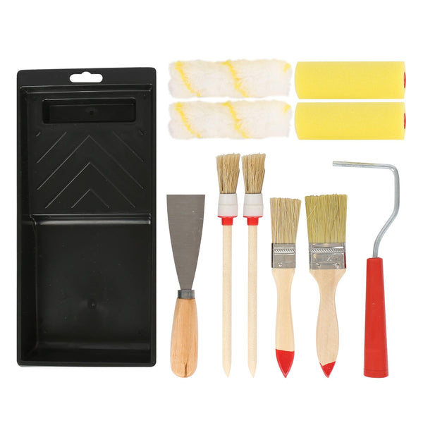 nicola spring 11pc Mini Paint Roller & Tray Set - 4" (10cm) - Multi