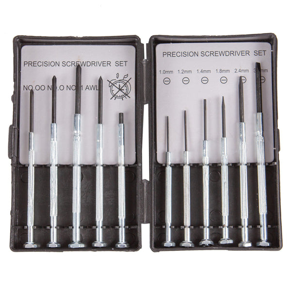 Nicola Spring 11pc Silver Carbon Steel Precision Screwdriver Set