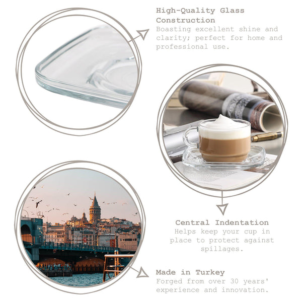 Nicola Spring 12.5cm Cozy Glass Espresso Saucers - Pack Of Six