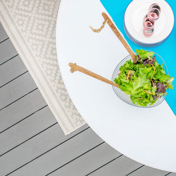 Nicola Spring 120cm White Round Plastic Folding Trestle Table