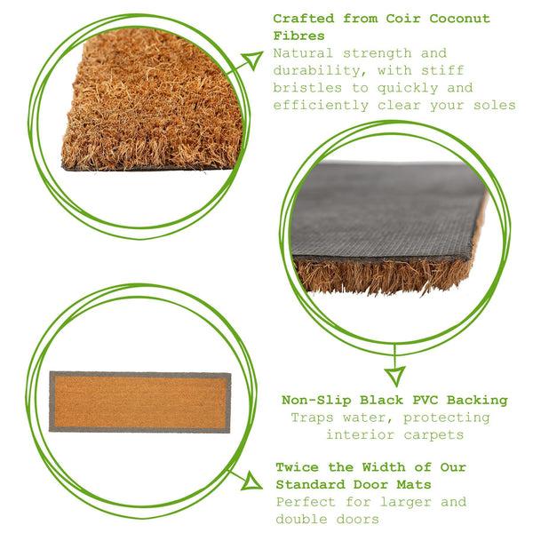 Nicola Spring 120cm X 40cm Grey Border Coir Double Door Mat