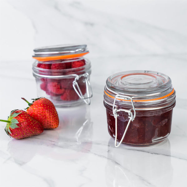 Nicola Spring 125ml Air Tight Classic Glass Storage Jar + Four Free Coloured Seals