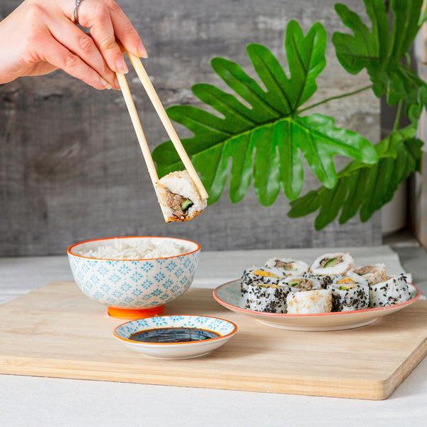 Nicola Spring 12cm Hand Printed Stoneware Rice Bowls - Pack Of Six