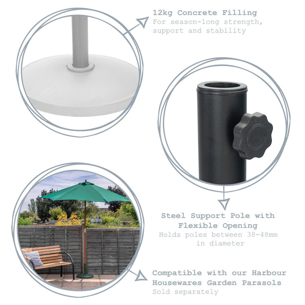 Nicola Spring 12kg Black Concrete Garden Parasol Base