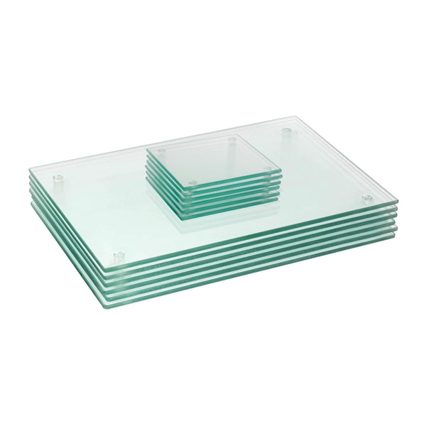 nicola spring 12pc 30cm x 20cm Glass Placemats & Coasters Set
