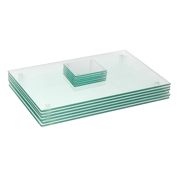 nicola spring 12pc 40cm x 30cm Glass Placemats & Coasters Set
