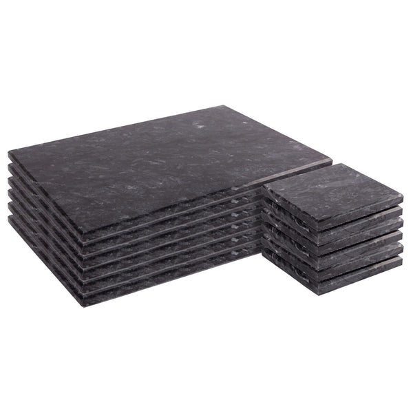 nicola spring 12pc Black Marble Placemats & Square Coasters Set