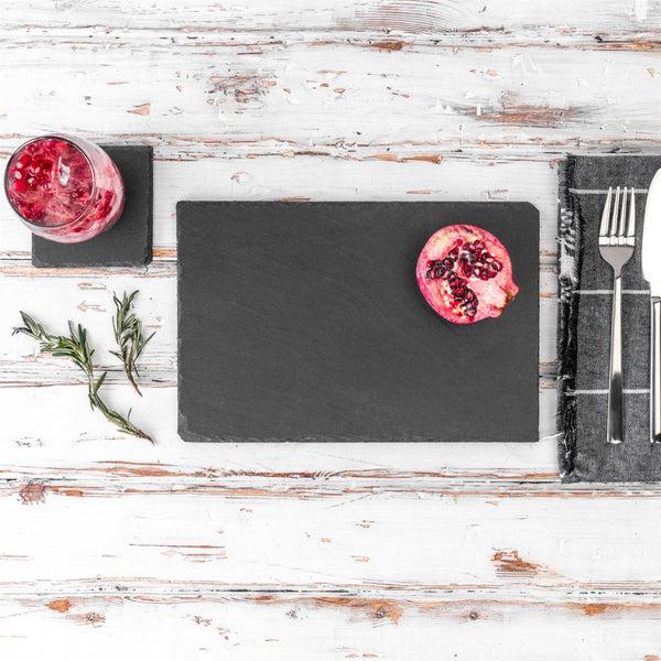 Nicola Spring 12pc Black Rectangle Slate Placemats & Coasters Set