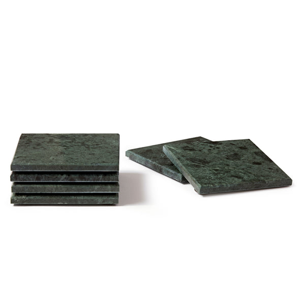 Nicola Spring 12pc Rectangle Marble Placemats & Square Coasters Set - 30cm X 20cm - Green