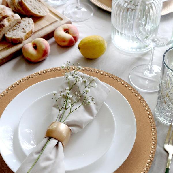 Nicola Spring 12pc Round Beaded Charger Plates Set - 33cm