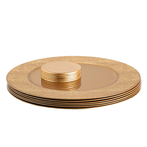 nicola spring 12pc Round Ribbed Charger Plates Set - 33cm