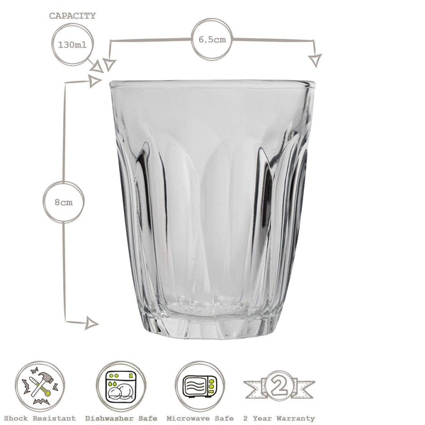 Nicola Spring 130ml Provence Tumbler Glasses - Pack Of Six