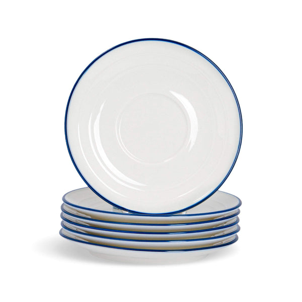 nicola spring 13cm Farmhouse White Porcelain Espresso Saucers - Pack of Six