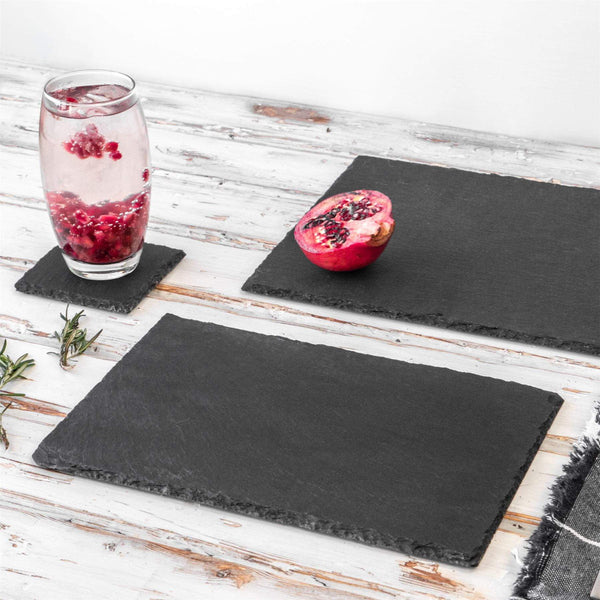Nicola Spring 13pc Black Rectangle Slate Placemats Set