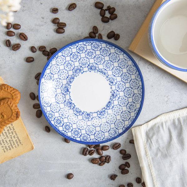 Nicola Spring 14.5cm Hand Printed Stoneware Cappuccino Saucers - Pack Of Six