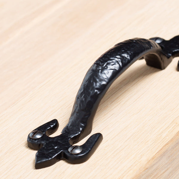 Nicola Spring 150mm Black Rustic Fleur De Lis Door Handle