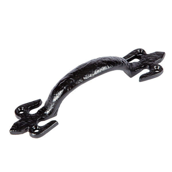 nicola spring 150mm Black Rustic Fleur De Lis Door Handle