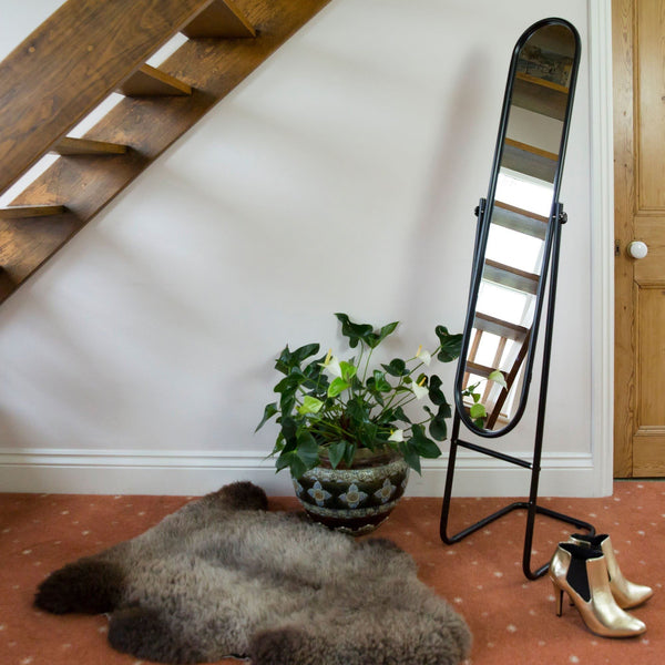 Nicola Spring 153cm X 30cm Black Round Full-Length Mirror