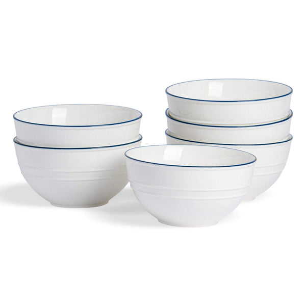 nicola spring 15cm Farmhouse White Porcelain Cereal Bowls - Pack of Six
