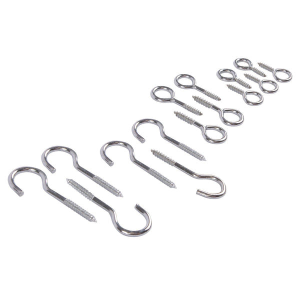 nicola spring 15pc Galvanised Iron Screw Hooks Set - 4 Sizes