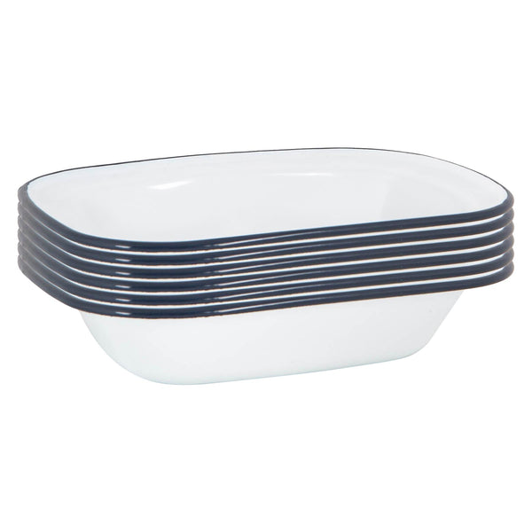 nicola spring 16 x 12cm White Enamel Pie Dishes - Navy - Pack of 6