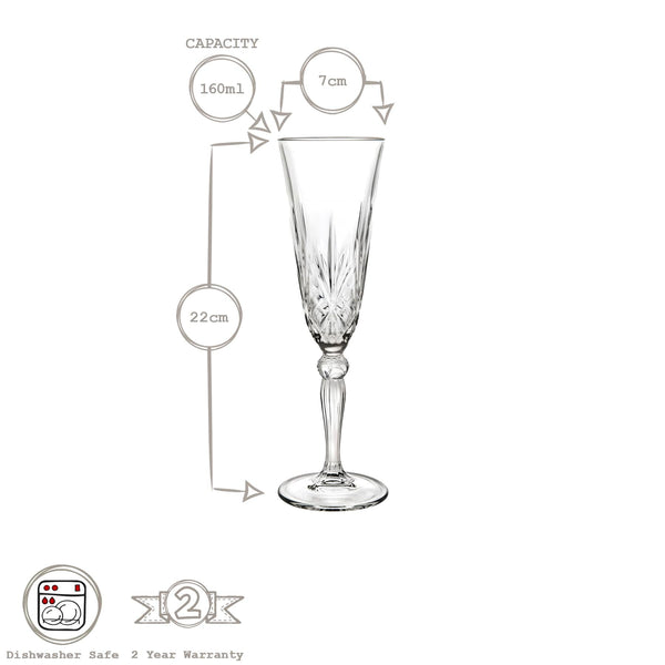 Nicola Spring 160ml Melodia Champagne Flutes - Pack Of Six