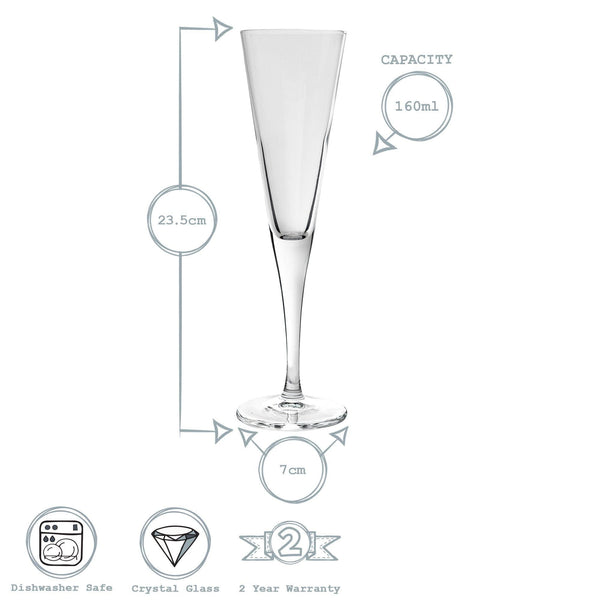 Nicola Spring 160ml Ypsilon Champagne Flutes - Pack Of Six