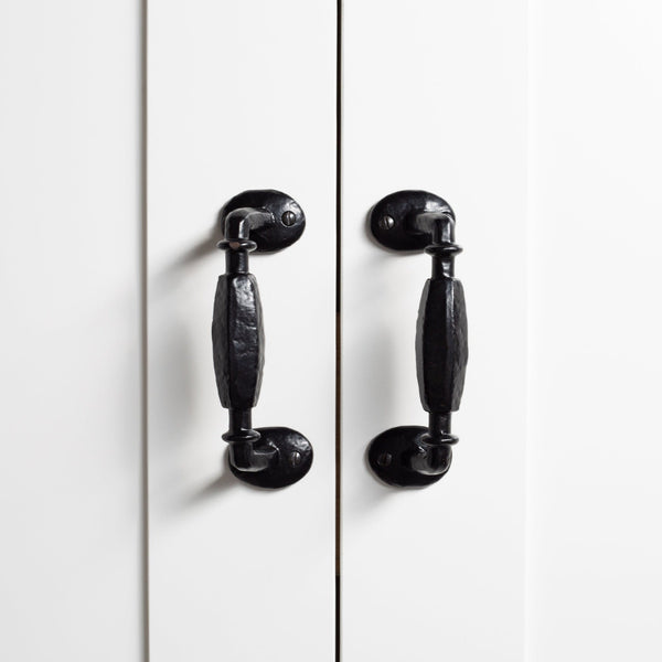 Nicola Spring 160mm Black Offset Wrought Iron Door Handle