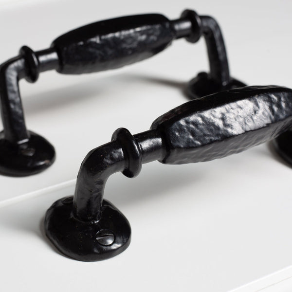 Nicola Spring 160mm Black Offset Wrought Iron Door Handle