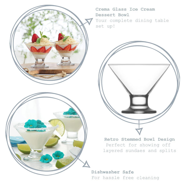 Nicola Spring 165ml Clear Crema Glass Ice Cream Bowls - Pack Of Six