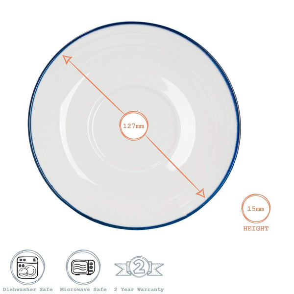 Nicola Spring 16cm Farmhouse White Porcelain Teacup Saucers - Pack Of Six