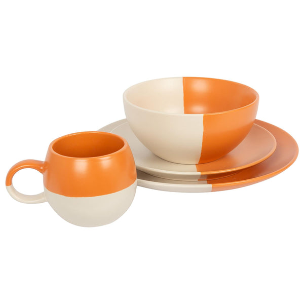 nicola spring 16pc Colour Block Stoneware Dinner Set