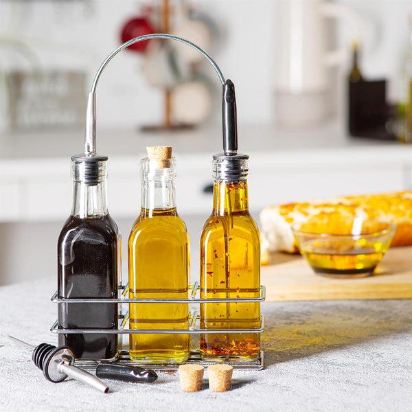 Nicola Spring 170ml Glass Olive Oil Pourer Bottles With Stand