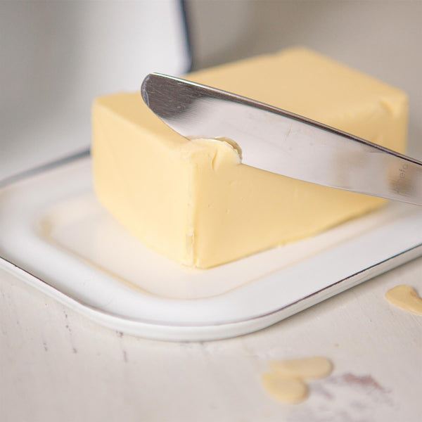 Nicola Spring 18.5cm X 10cm White Enamel Butter Dish