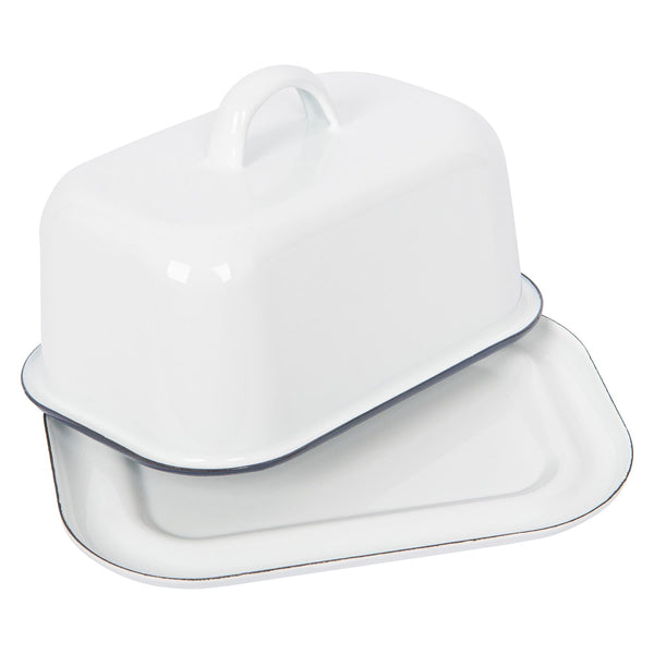 nicola spring 18.5cm x 10cm White Enamel Butter Dish