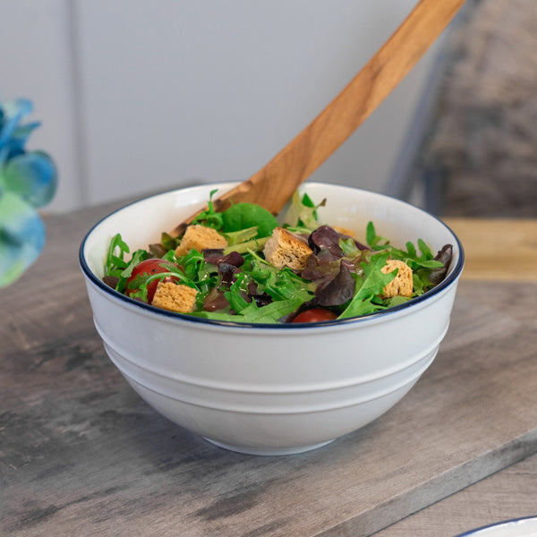 Nicola Spring 18cm Farmhouse White Porcelain Serving Bowl