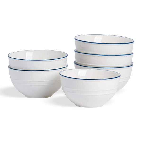 nicola spring 18cm Farmhouse White Porcelain Serving Bowls - Pack of Six
