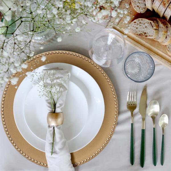 Nicola Spring 18pc Round Beaded Charger Plates Set - 33cm